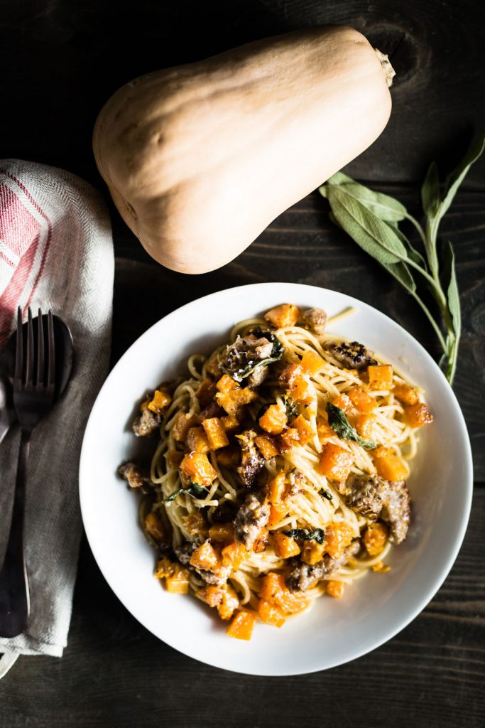 Butternut Squash and Sausage Pasta overhead