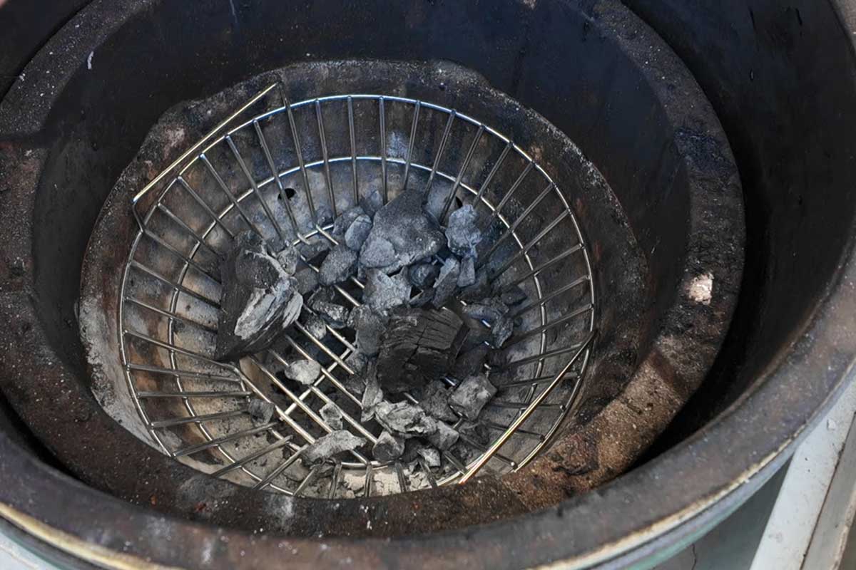 Charcoal Ash Basket in a Large Big Green Egg