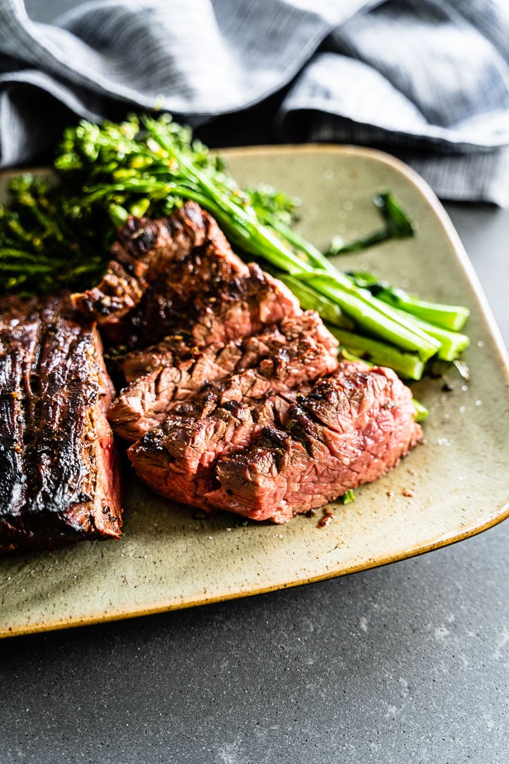 Garlic-Rosemary marinated grilled flank steak vertical 2