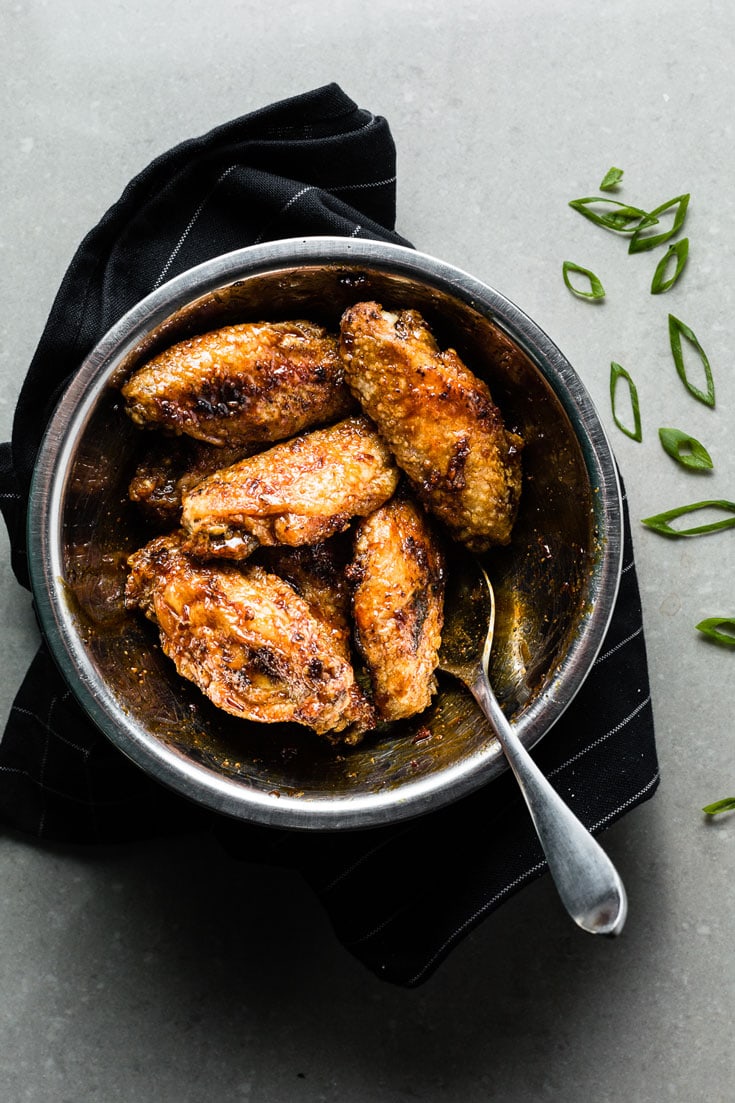 Honey-Garlic Air Fried Chicken Wings in a Bowl