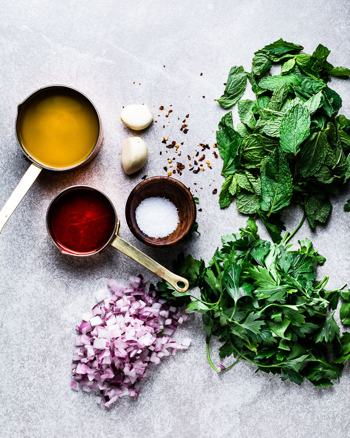 Mint Chimichurri ingredients