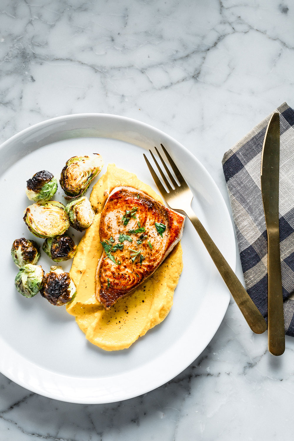 Pan Seared Swordfish with Golden Beet-Parsnip Purée Recipe