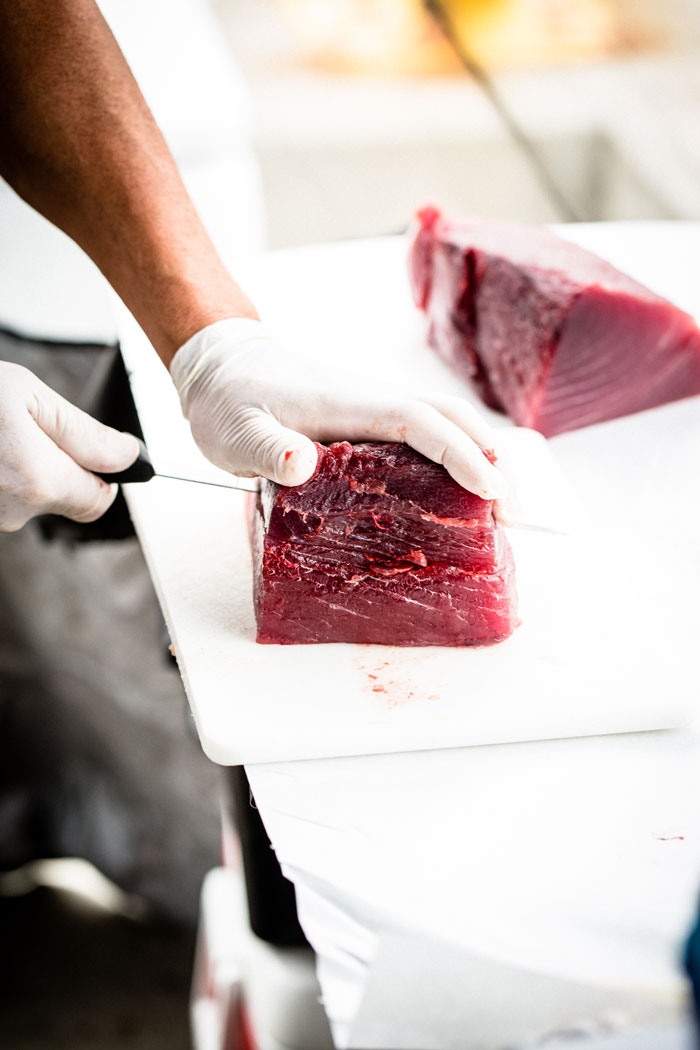 Slicing Tuna at Dockside market