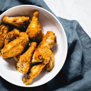 air fryer bbq chicken wings horizontal overhead