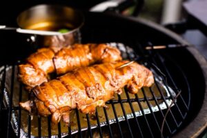 Smoked Bacon-Wrapped Pork Tenderloin with Maple-Bourbon Glaze