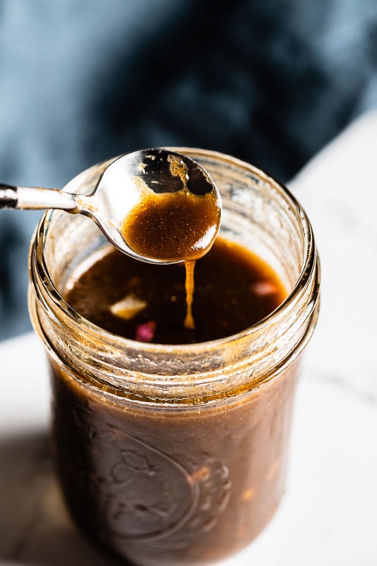 balsamic vinaigrette drizzle from spoon