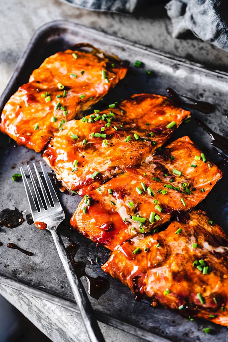 bbq grilled salmon close up