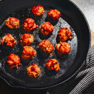 bbq turkey meatballs in skillet horizontal 3