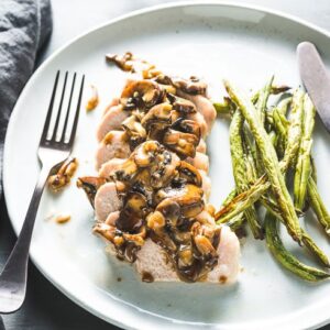 Brined and Air Fried Pork Chops and Mushroom Vermouth Sauce Horizontal 3-4