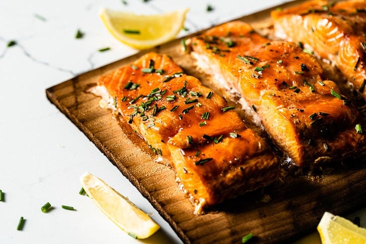 cedar plank salmon close up 2 horizontal