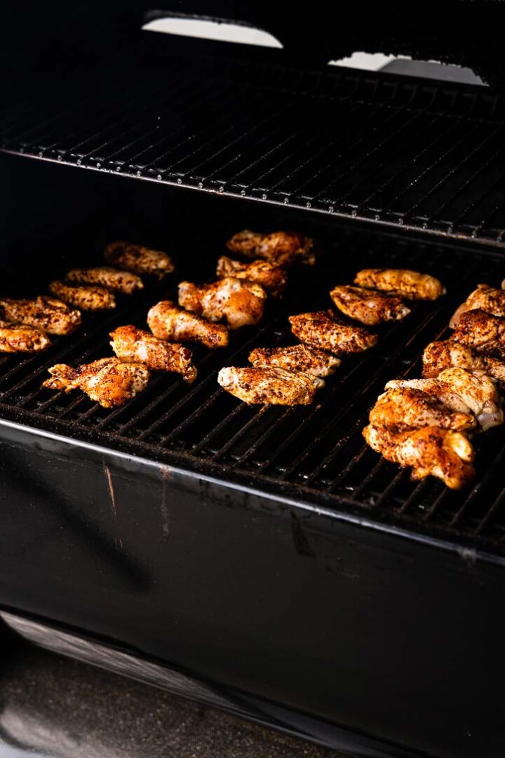 chicken wings in weber smokefire smoker