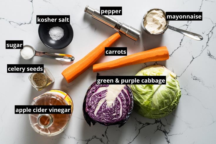 creamy coleslaw recipe ingredients labeled