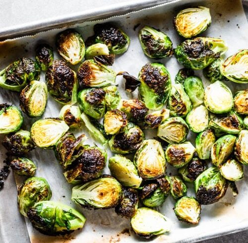 crispy brussels sprouts on sheet pan