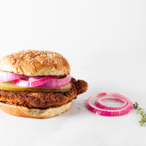 Crispy Pork Sandwich + Pickled Onions | SaltPepperSkillet.com