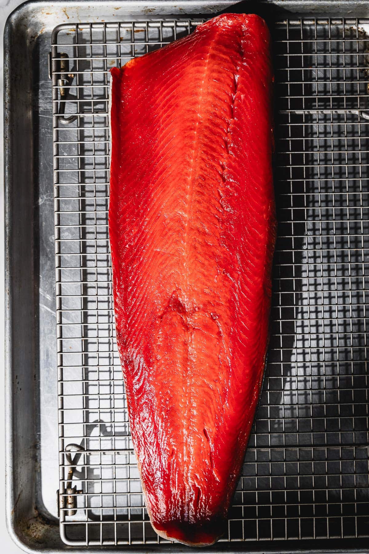 cured salmon filet for cold smoking