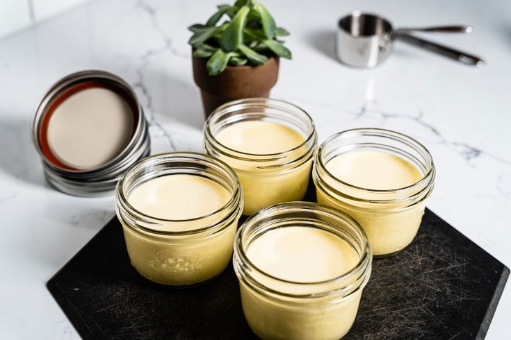 custard in mason jars