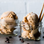 espresso ice cream in jar horizontal