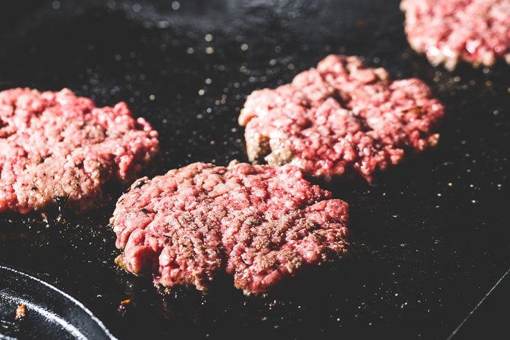 flat top patties on griddle