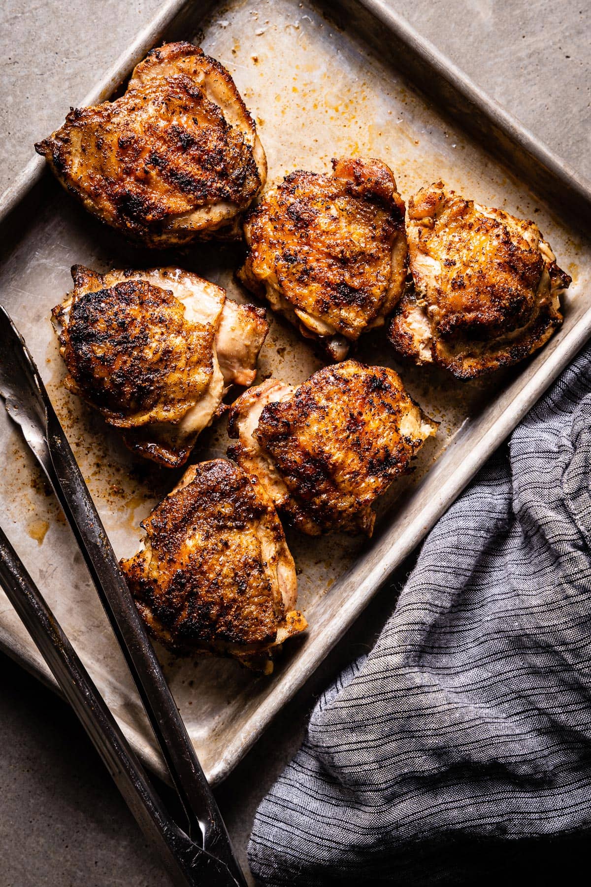 grilled chicken thighs overhead