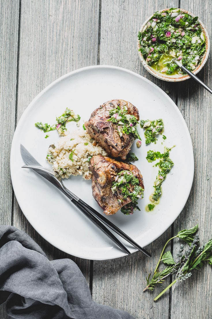 grilled lamb chops with mint chimichurri