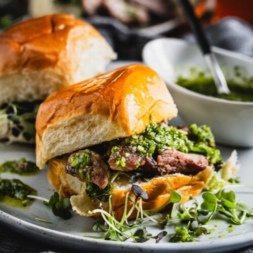 grilled lamb shoulder sliders with chimichurri