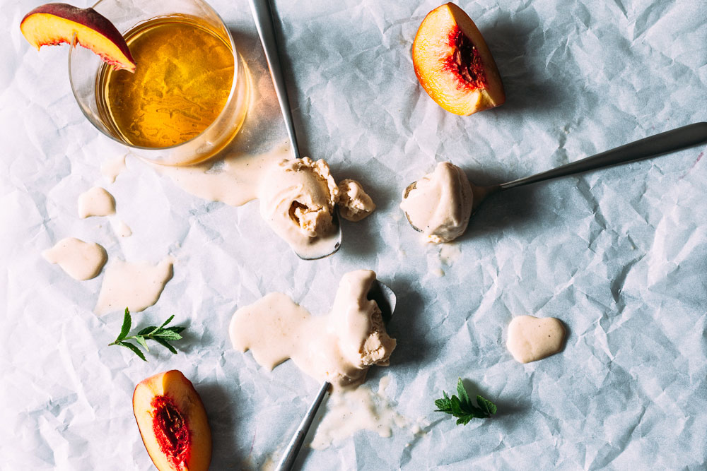 Grilled Peach-Bourbon Ice Cream Recipe