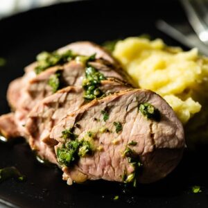 grilled pork tenderloin on plate horizontal