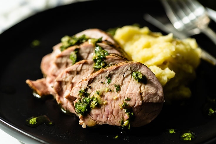 grilled pork tenderloin on plate horizontal