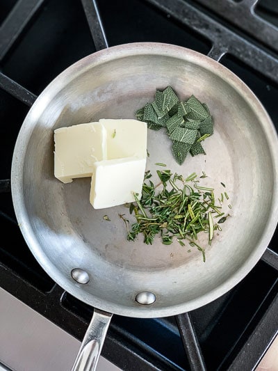 herb butter in skillet for turkey
