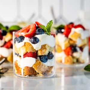 individual berry trifle in glasses horizontal