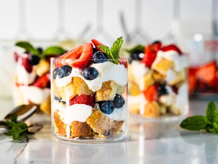 individual berry trifle in glasses horizontal