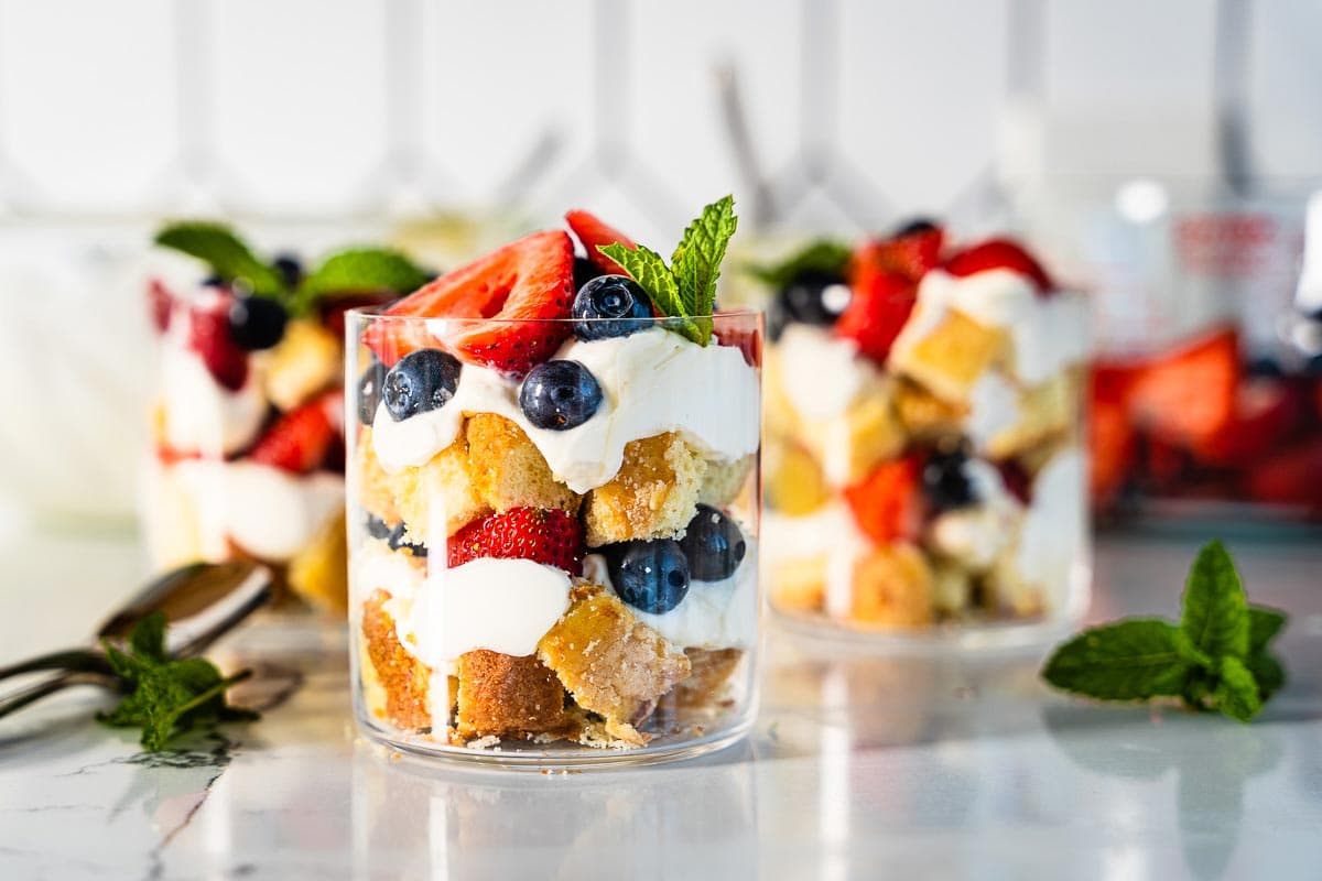 individual berry trifle in glasses horizontal