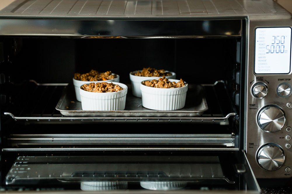 individual peach crumbles in breville smart air oven