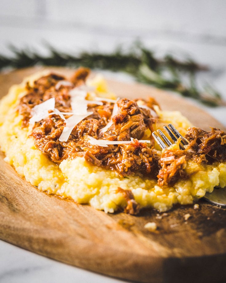 instant pot pork ragu over creamy polenta 1