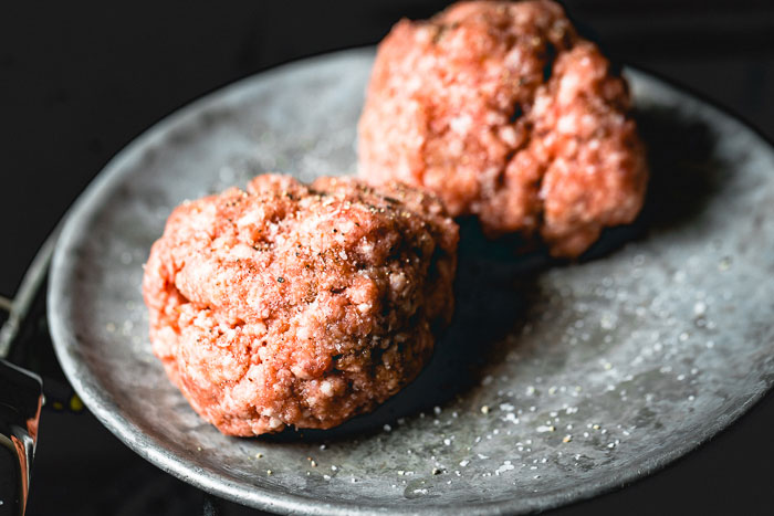 Lamb Burger Balls on metal plate