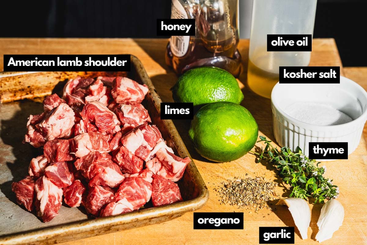 ingredients for marinated lamb skewers