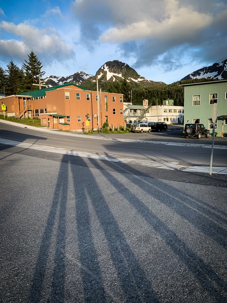 long shadows at 1030pm in cordova alaska