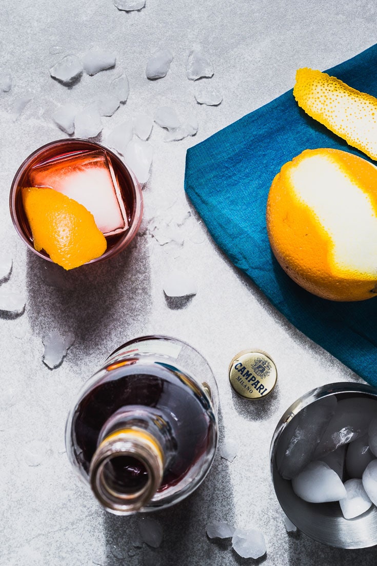 negroni cocktail recipe overhead