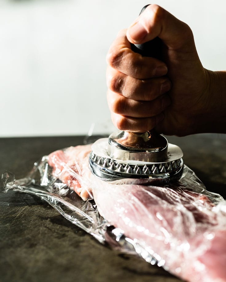 pounding pork tenderloin to flatten