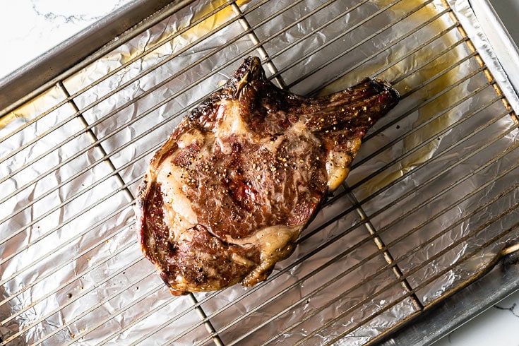 reverse seared steak before sear