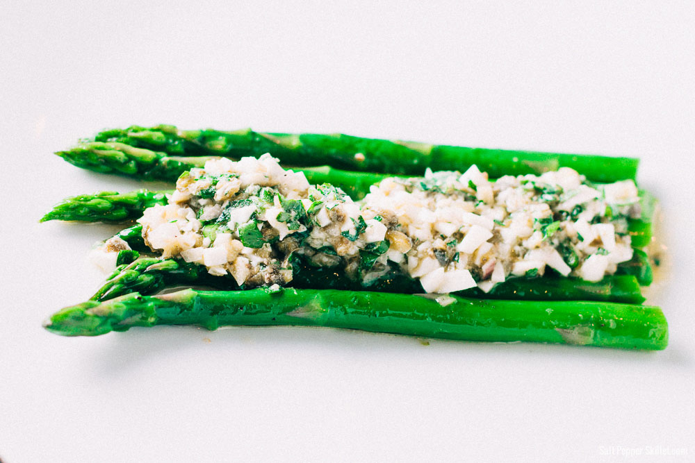 Asparagus + Sauce Gribiche Recipe | SaltPepperSkillet.com