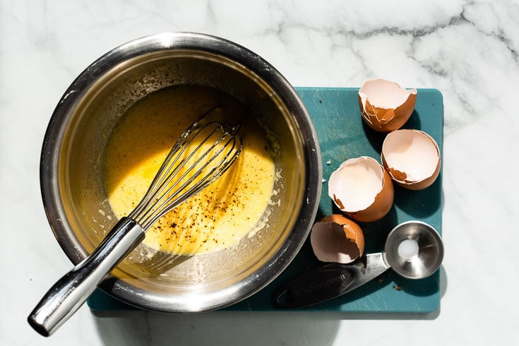 scrambled eggs in bowl for sous vide