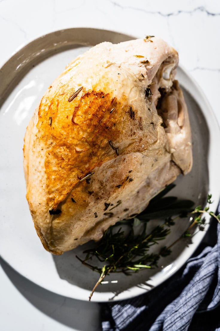 seared sous vide turkey breast on plate