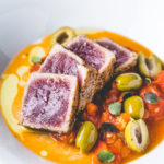 seared tuna with quick tomato and olive sauce vertical 2