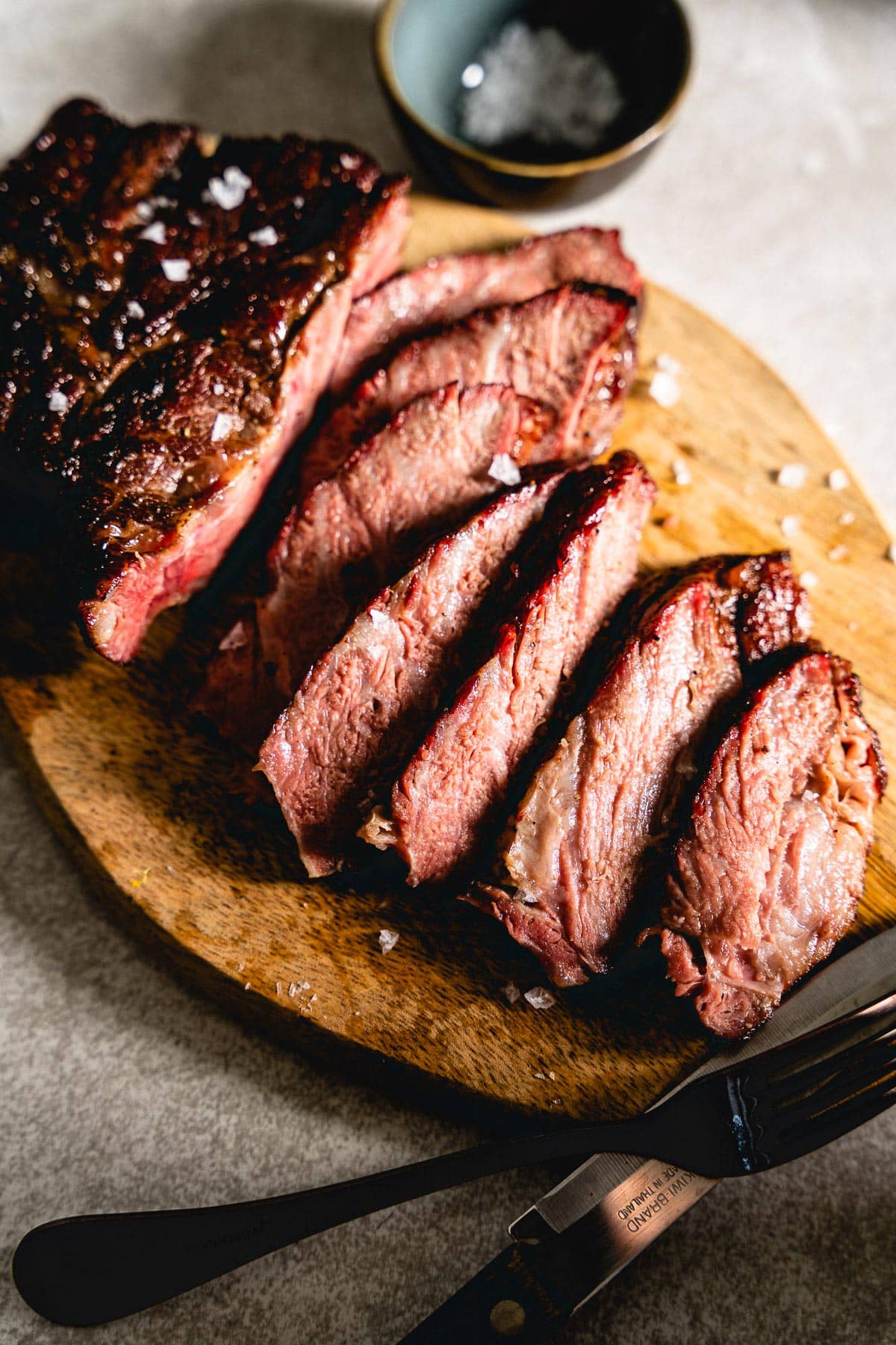 smoked sous vide chuck on cutting board close up 1