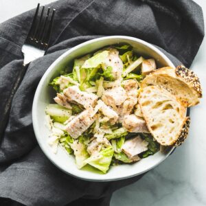 sous vide chicken caesar salad overhead