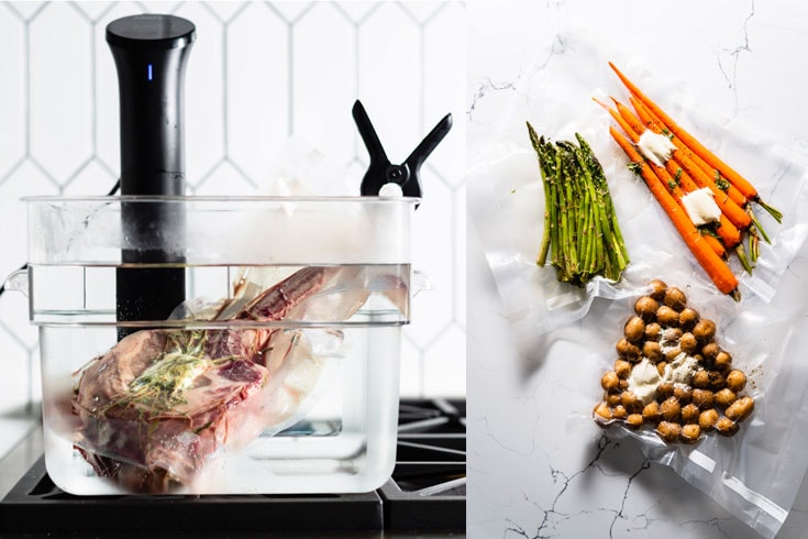 vacuum sealed bags for sous vide cooking with peppers and