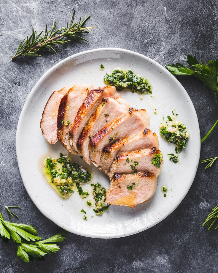 sous vide pork chops overhead