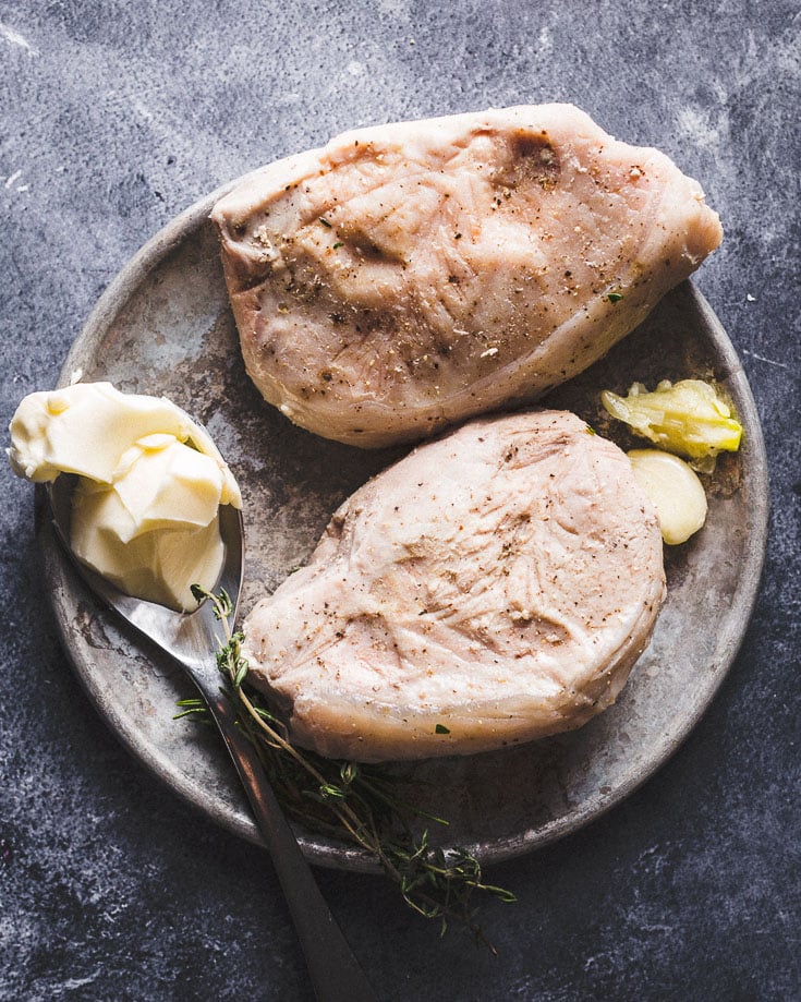 sous vide pork chops pre-sear