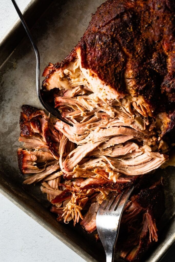 sous vide pork shoulder pulled pork overhead